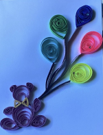 Quilling Design Bear Holding Balloons