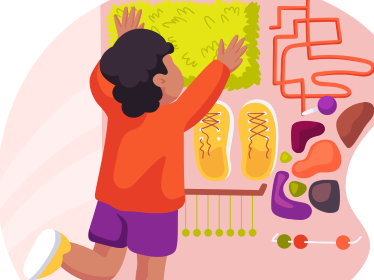 child with sensory toys