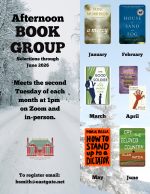 Six book covers against a wintery background.