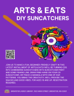 A round suncatcher in bright colors with a paintbrush nearby.
