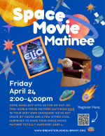Come hang out with us for an out-of-this-world movie matinee watching Elio in your very own spaceshi