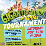 Come to the library to play Gigantosaurus The Game on the big screen! We'll have snacks and chairs t