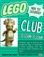 Children ages 4 and up are invited to stop in and have a blast building with the library’s HUGE co