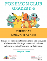 Pokémon Club (Grades K-5)