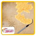 a photo of a pile of rice and a marker tracing the pile, to create a new fantasy map