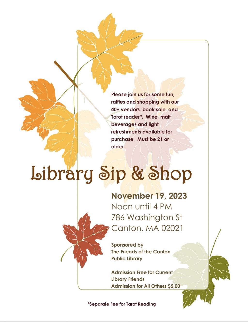 11/19/2023 Friends of the Library Sip & Shop Canton Public Library