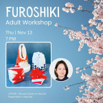 Photo of furoshiki wrapping and instructor
