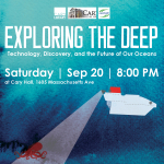 Ocean scene with graphic of a deep sea submersible