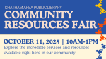 Announcement for the Community Resource Fair being held on Saturday, October 11 from 10am - 1pm
