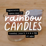 candles colored to look like pride and trans flags