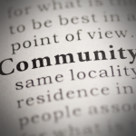 An image of a book with the work Community in bold
