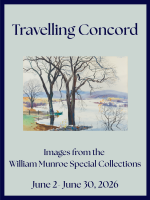 poster advertising June exhibition with image of Concord River