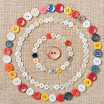 Buttons arranged to make 3 circles