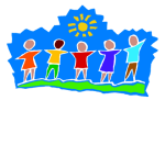 Illustration of five children under a sun holding hands