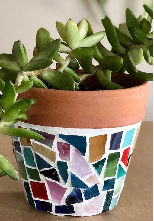 08/06/2022 Summertime Craft Class Mosaic Plant Pot Peabody