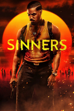 Image of Michael B Jordan against a sunset, title Sinners 