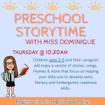 Preschool Storytime with Miss Dominique 