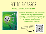 Flyer includes a painting of a soccer ball and information about the event. 