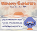 Calm sunset with text and a small blue character looking relaxed