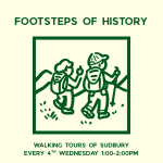 Two people walking, title says footsteps of history