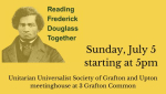 Picture of Frederick Douglass with event details.