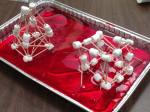 Toothpick and marshmallow tower on jello