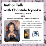 Author Talk with Chantale Nyonka flyer.