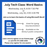 July Tech Class: Word Basics flyer