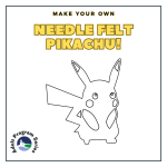 White square with black border, containing a black outline of Pikachu and the words "Make Your Own N