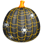 pumpkin painted with spider webs and spiders