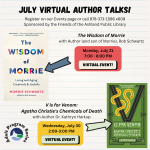 July virtal author talks flyer.