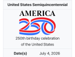 white background with the title America 250: a birthday celebration for America's 250th