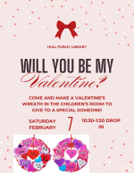 Flyer for the Valentine's drop-in craft