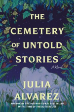 The Cemetery of Untold Stories book cover - the head of a reclining woman lying in the grass, eyes c