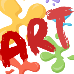 splash of color with the word art on a diagonal across it