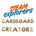 letters spelling out steam explorers cardboard creators