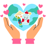picture of two hands holding up a heart shaped earth