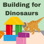 Dinosaur smashing block tower