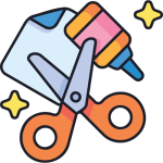 scissors and glue and paper