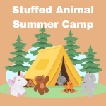 A group of stuffed animals gathered around a campfire