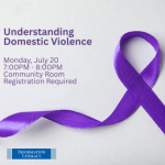 Domestic Violence Program with Purple Ribbon