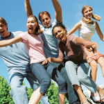 Teens looking at the camera and smiling