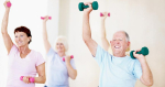 older people with hand weights.