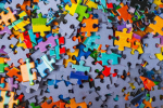 colorful puzzle pieces close up