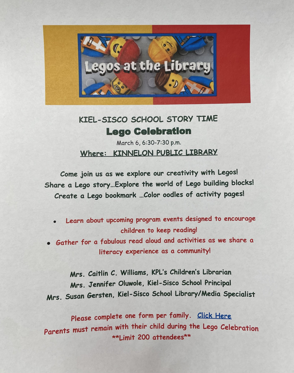 03/06/2024 Kiel School Lego Party Kinnelon Public Library