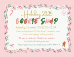 Pink, green and red holiday cookie swap invitation