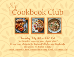 Orange and yellow flyer with cookbook images. “Recipes that make the most of your time.” Grab a 