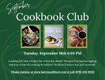 Green flyer with cookbook club info