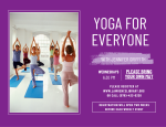 Purple flyer stating yoga times and registration