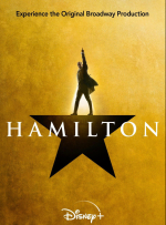Gold DVD cover of Hamilton depicting a star in the center with Hamilton standing as the top point.